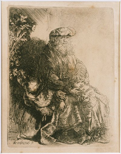 Jacob Caressing Benjamin by Rembrandt van Rijn